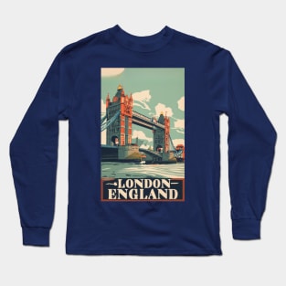 A Vintage Travel Art of London - England Long Sleeve T-Shirt